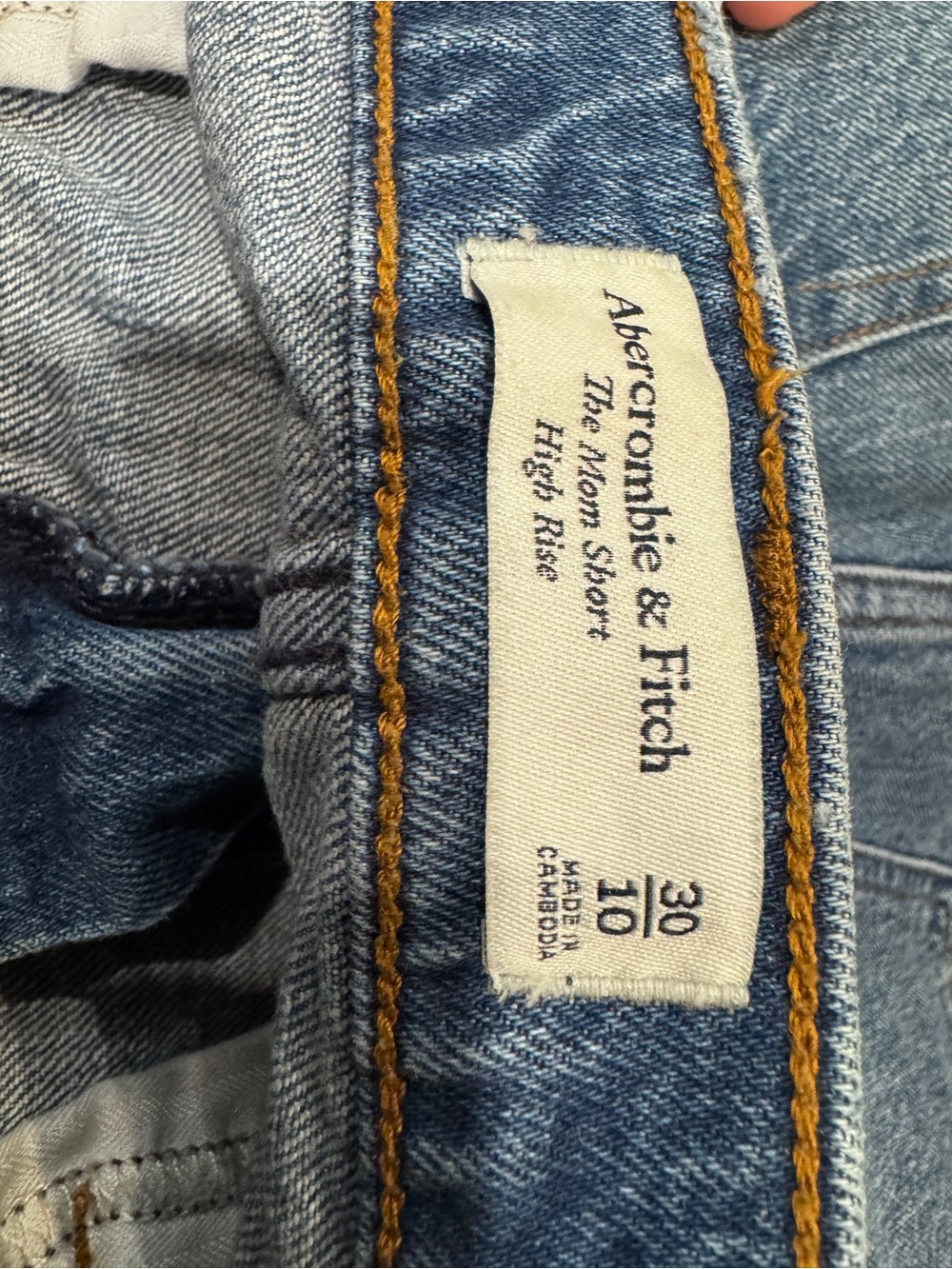 Abercrombie and Fitch Distressed High-Waist Denim Shorts - Blue - Picture 3 of 3